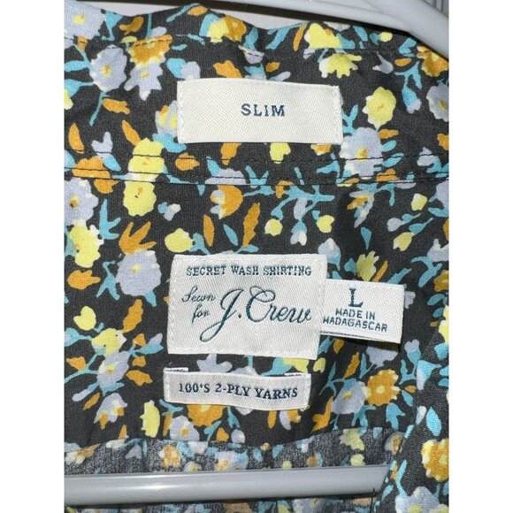 J.Crew Slim Fit Floral Shirt L Secret Wash 100s Yarn‎ Cotton Ditsy Black Top - Picture 4 of 8